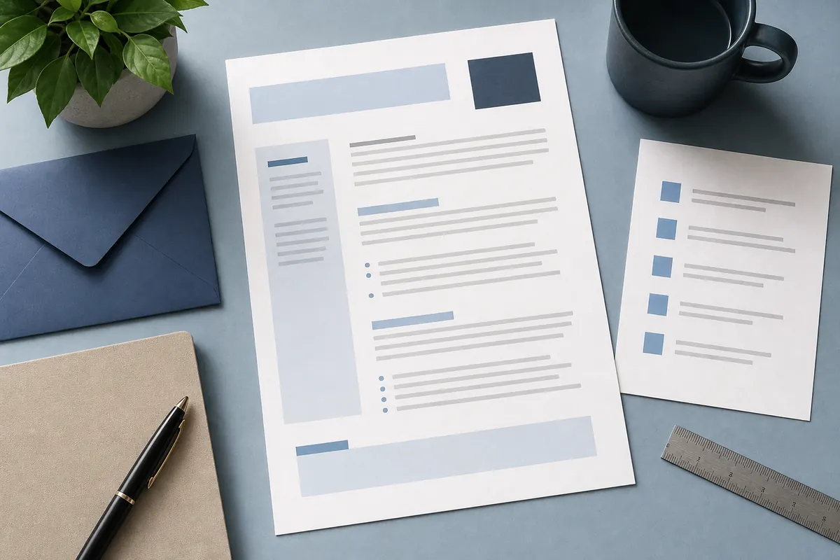 Editorial view of a cover letter layout with a checklist and spacing tools