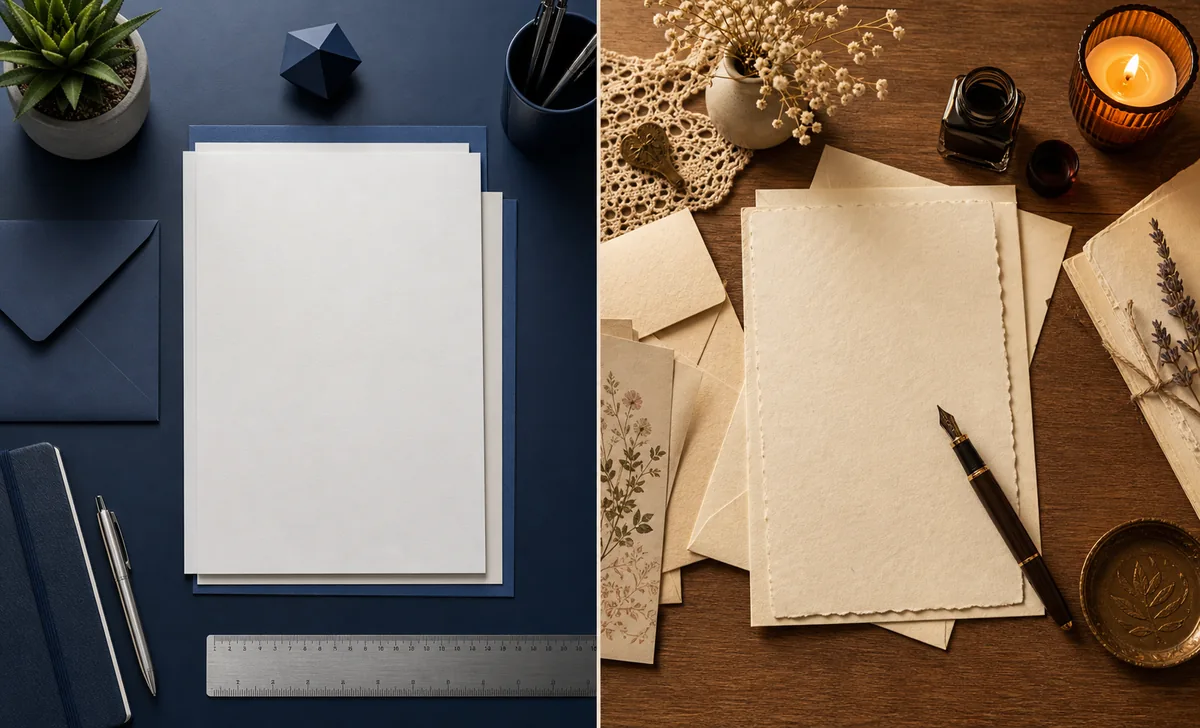 Formal stationery compared with warm personal letter paper